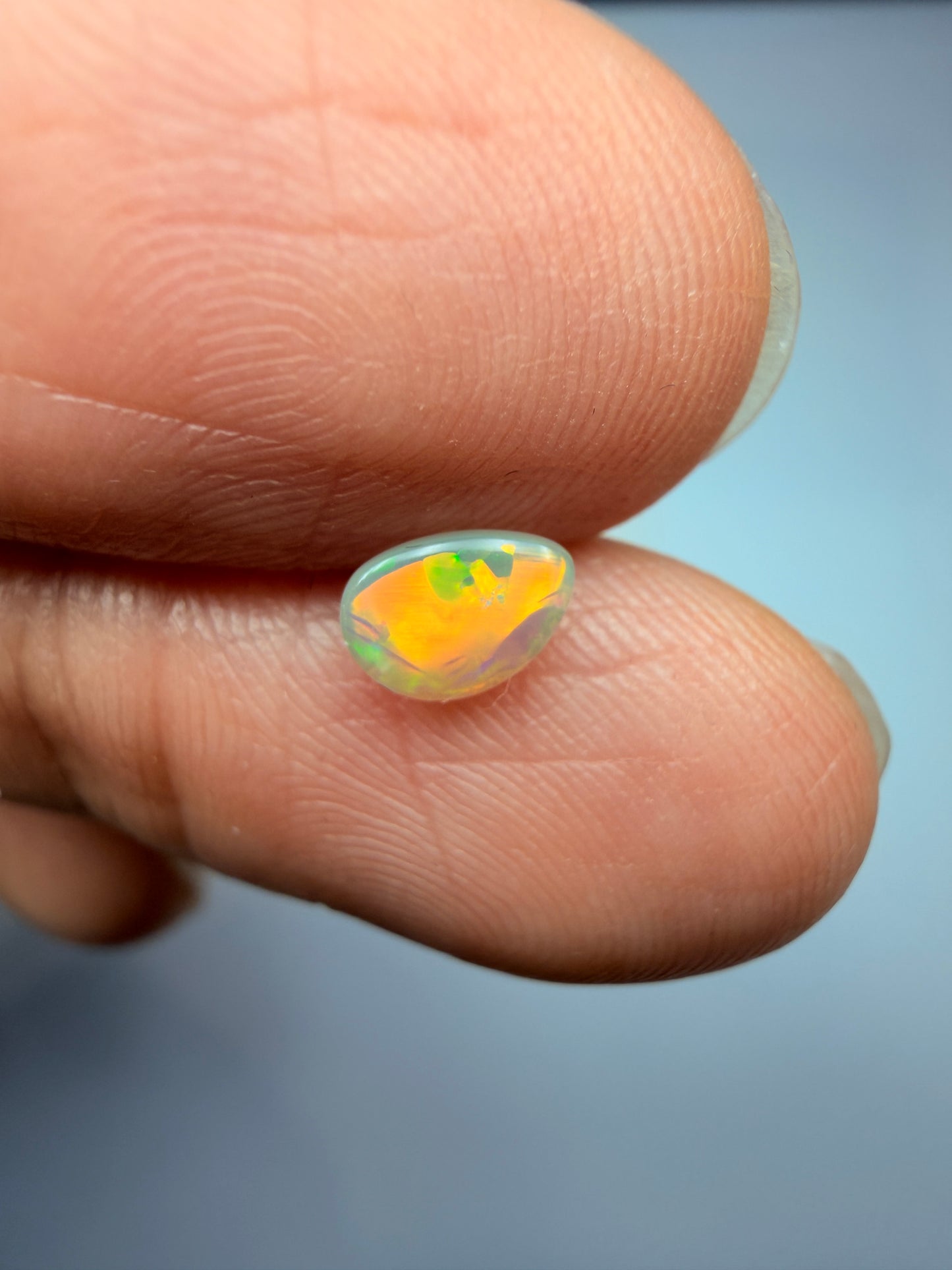 Petite Pear. Lightning Ridge Solid Crystal Opal. 0.26 Ct
