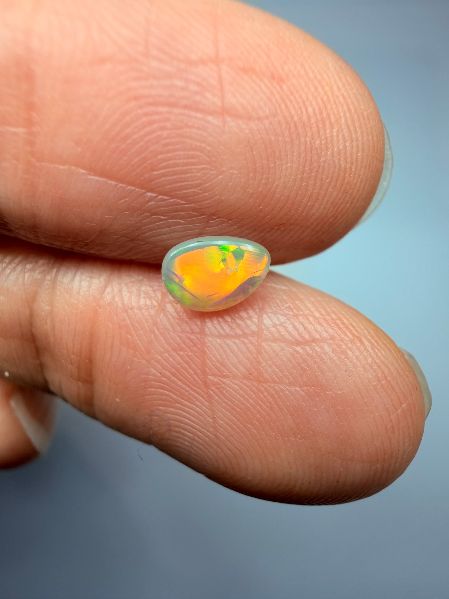 Petite Pear. Lightning Ridge Solid Crystal Opal. 0.26 Ct