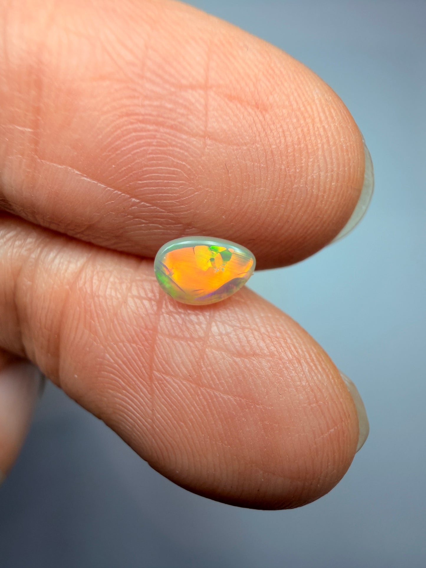 Petite Pear. Lightning Ridge Solid Crystal Opal. 0.26 Ct