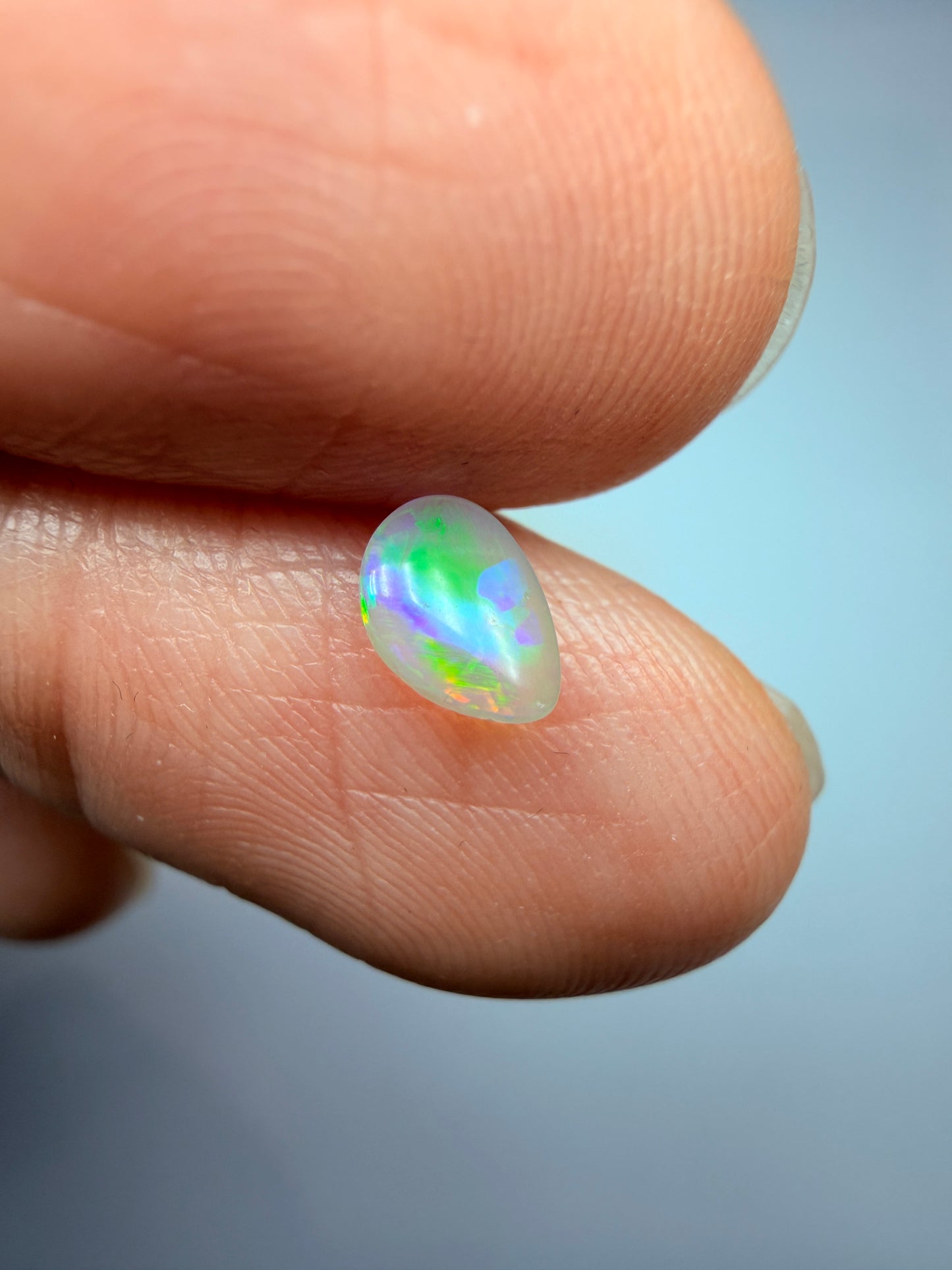 Petite Pear. Lightning Ridge Solid Crystal Opal. 0.26 Ct