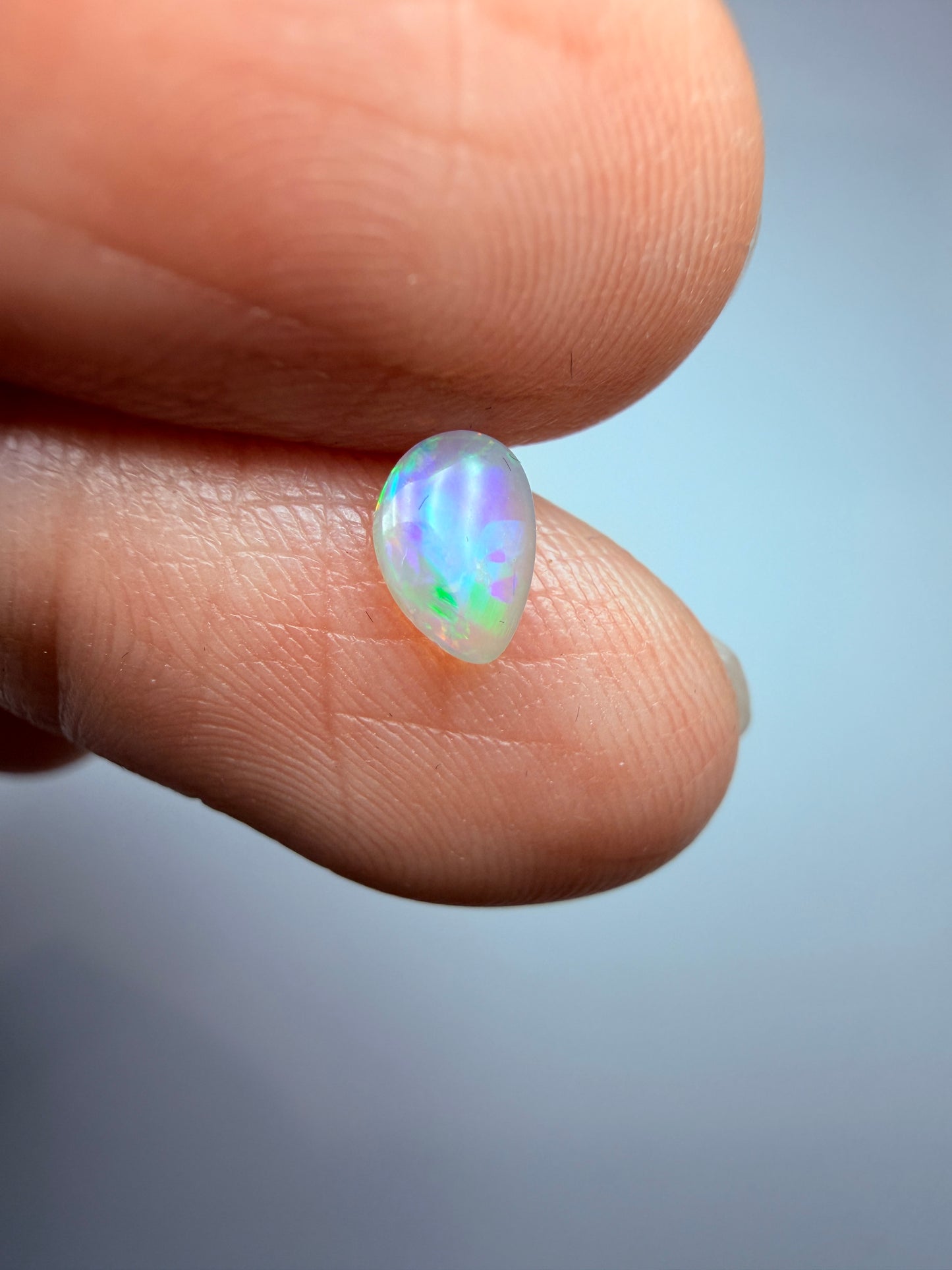 Petite Pear. Lightning Ridge Solid Crystal Opal. 0.26 Ct