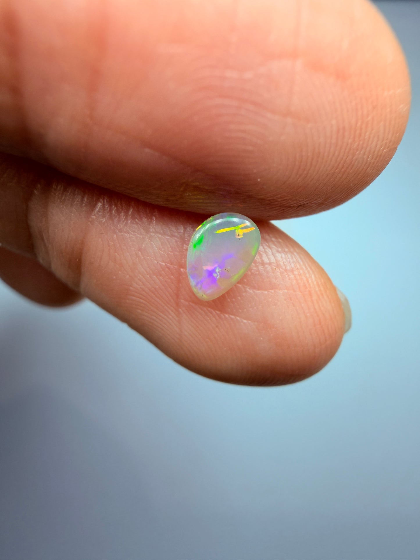 Petite Pear. Lightning Ridge Solid Crystal Opal. 0.26 Ct