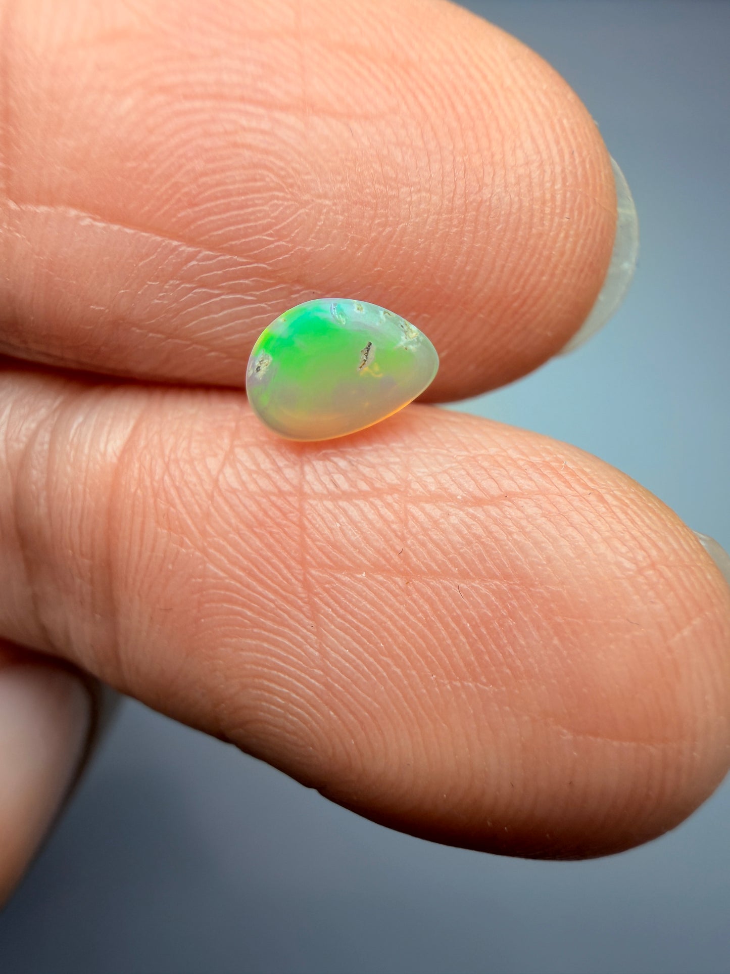 Petite Pear. Lightning Ridge Solid Crystal Opal. 0.26 Ct
