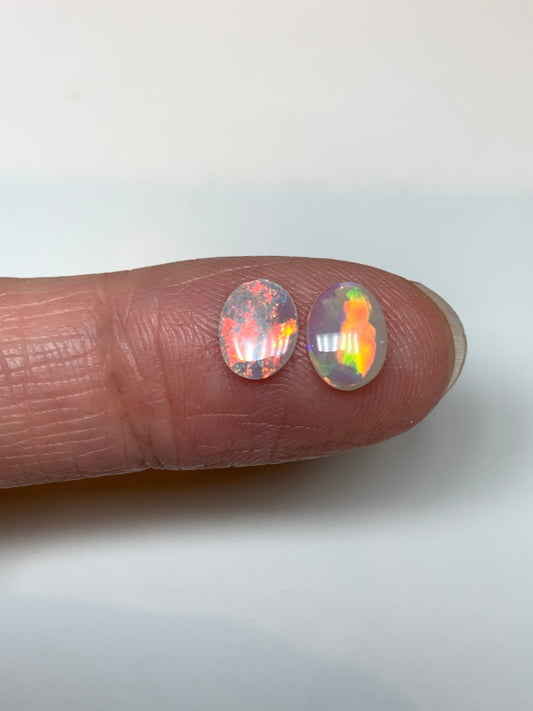 Vivid Flames. Lightning Ridge Opal Pair. 0.59 Ct
