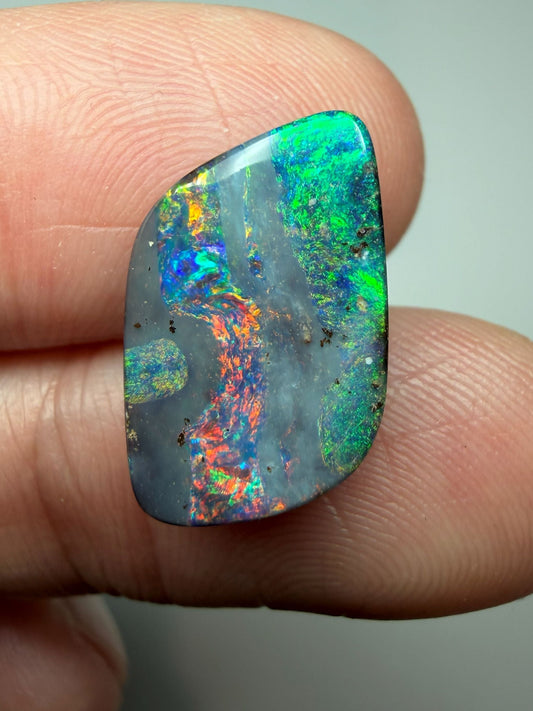 Rainbow River. Solid Boulder Opal. 6.05 Ct