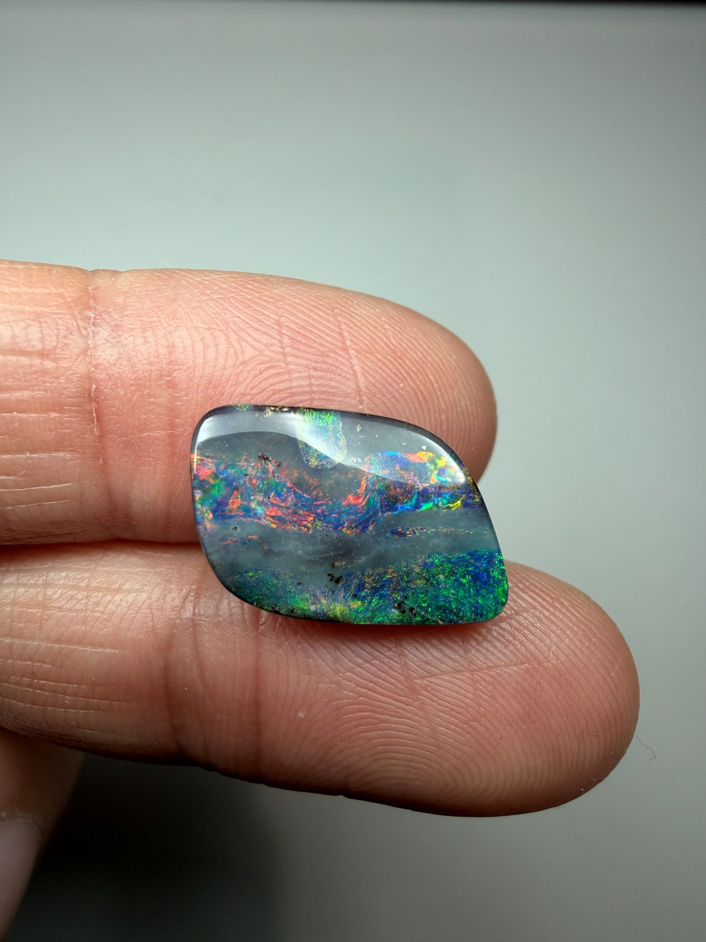 Rainbow River. Solid Boulder Opal. 6.05 Ct
