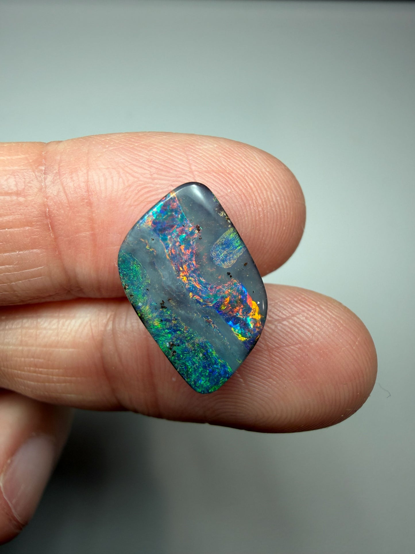 Rainbow River. Solid Boulder Opal. 6.05 Ct