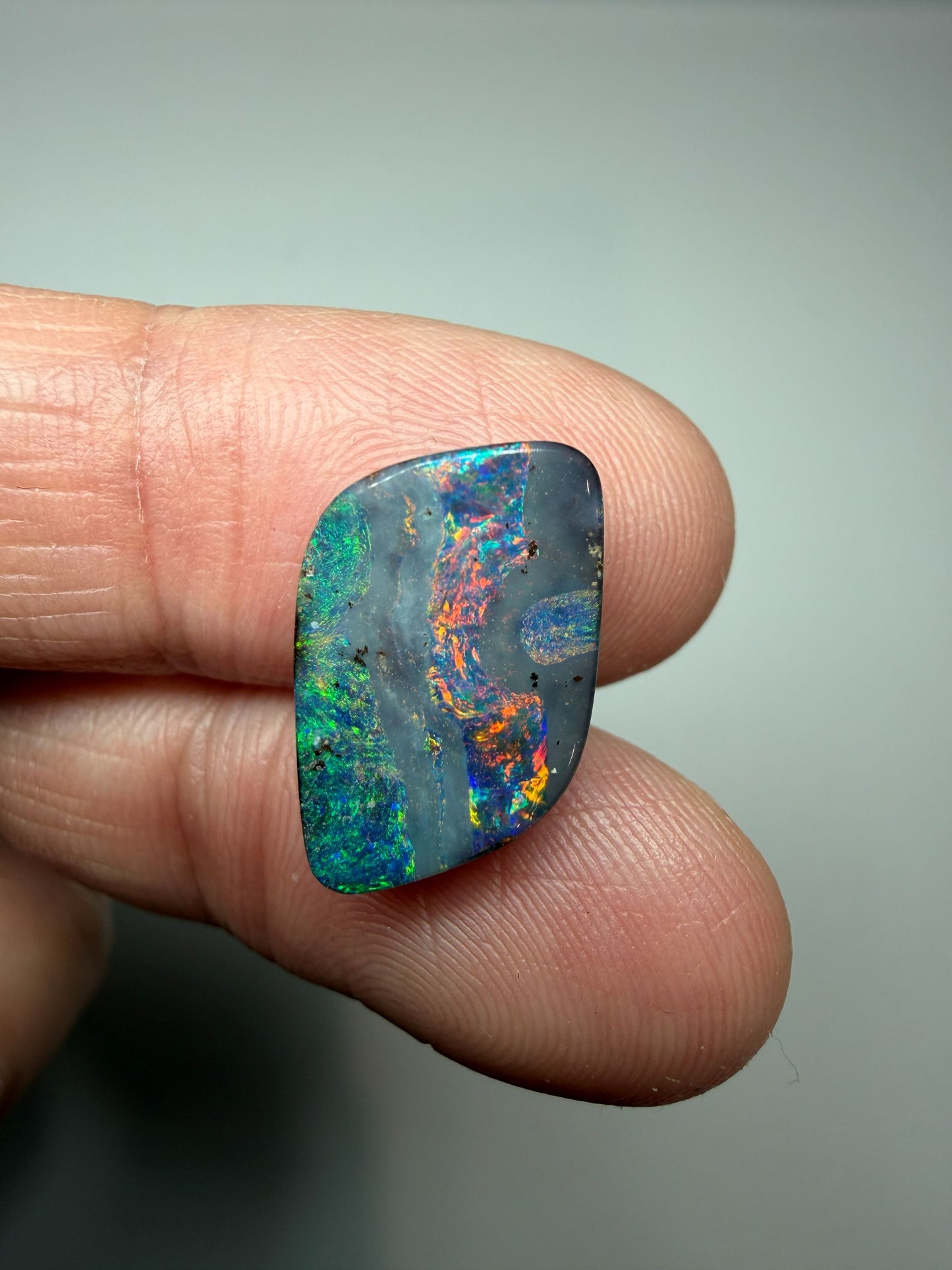 Rainbow River. Solid Boulder Opal. 6.05 Ct