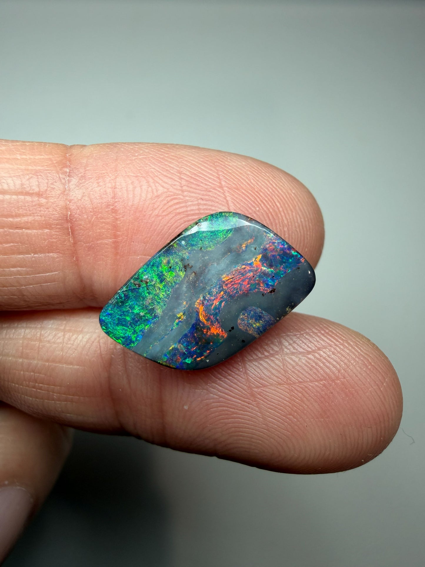 Rainbow River. Solid Boulder Opal. 6.05 Ct