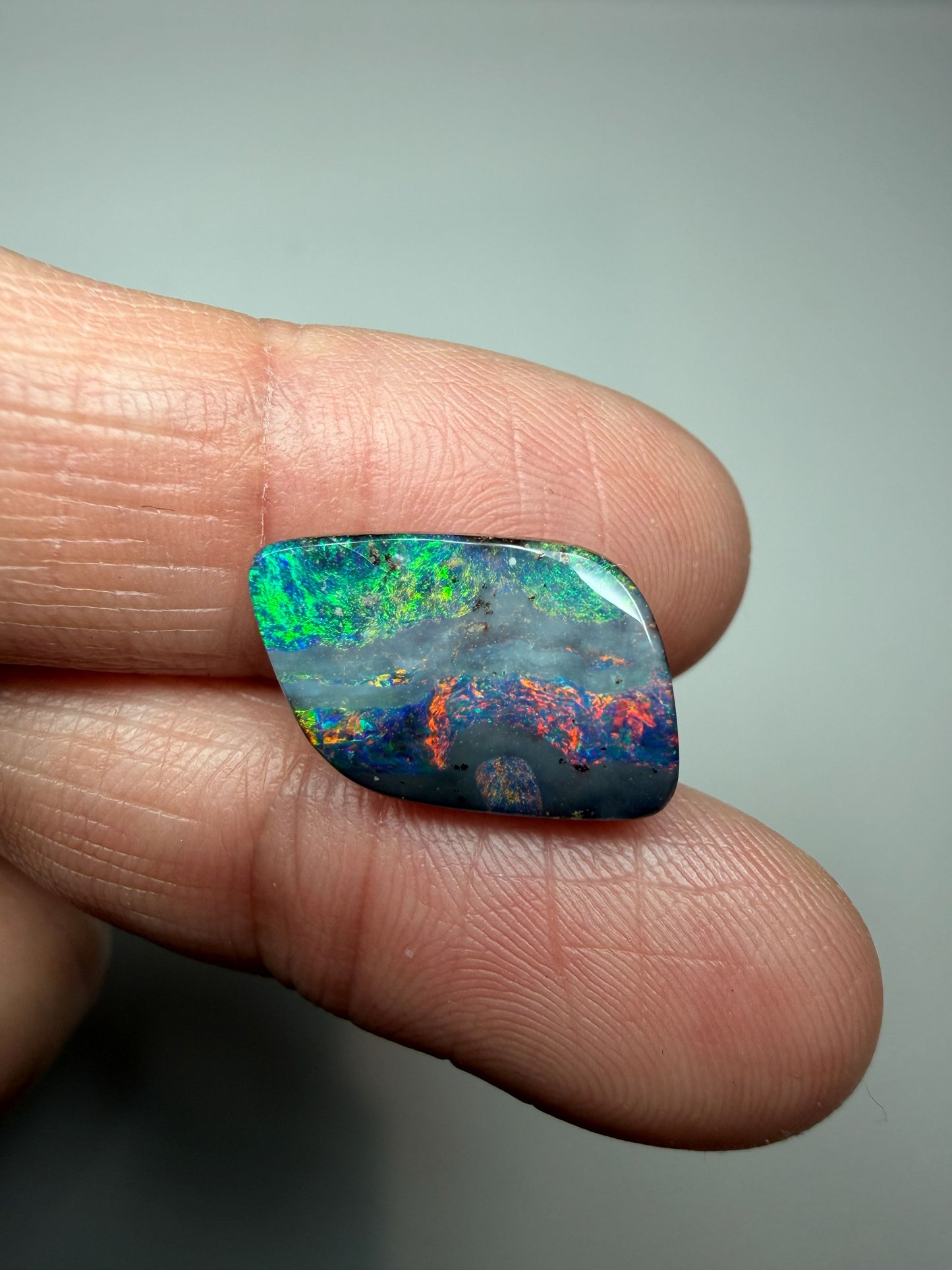 Rainbow River. Solid Boulder Opal. 6.05 Ct