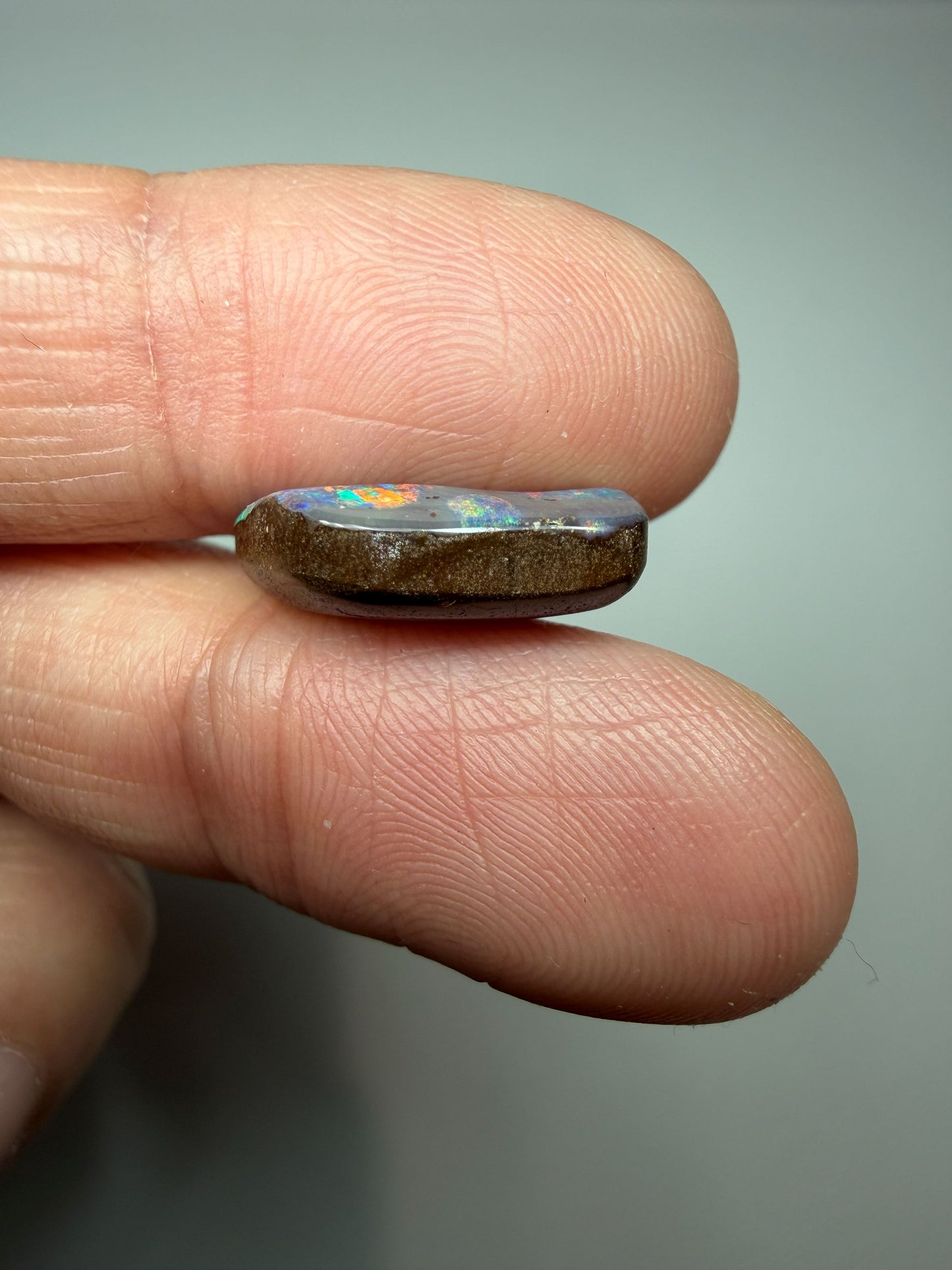 Rainbow River. Solid Boulder Opal. 6.05 Ct
