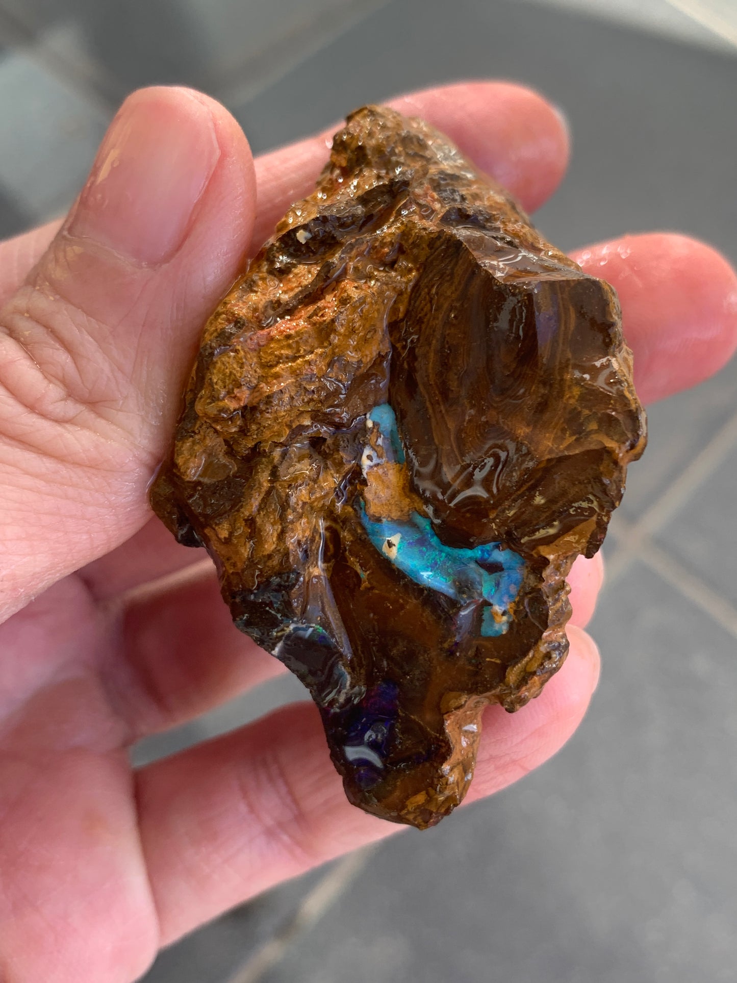 Bargain Parcel of 3 Green Rough Boulder Opal Rocks. 95 Grams.