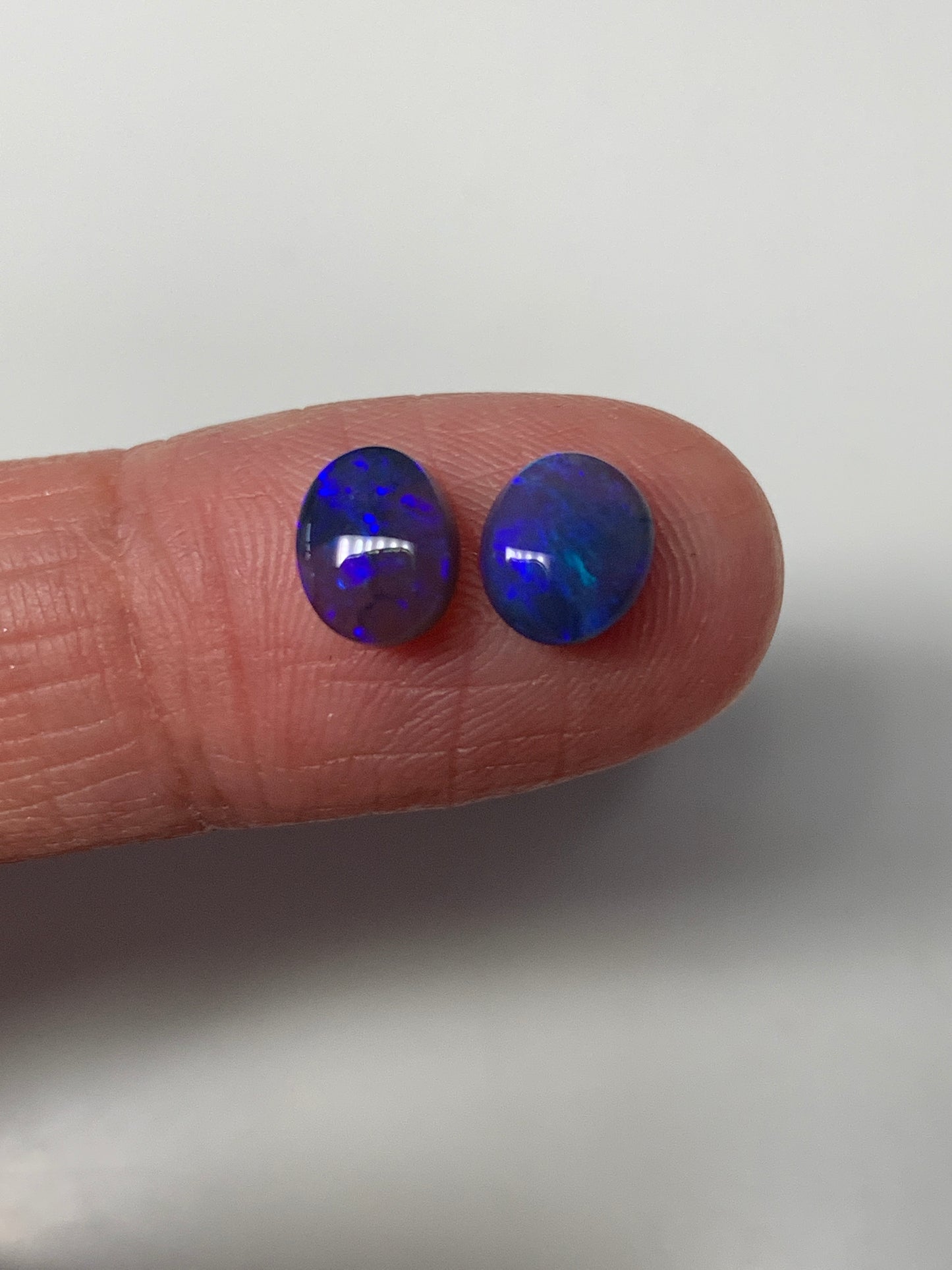 Purple Pair. Lightning Ridge Black Crystal Opals. 1.58 ct