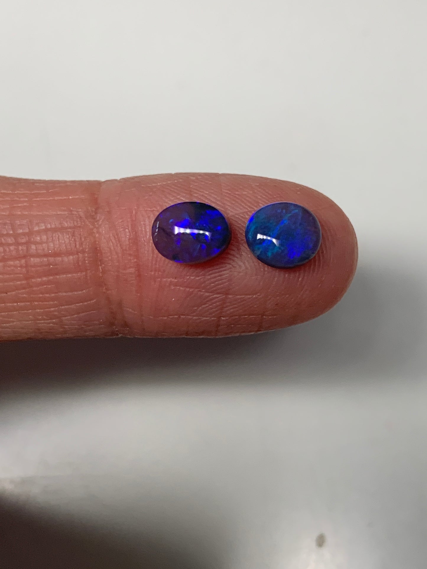 Purple Pair. Lightning Ridge Black Crystal Opals. 1.58 ct