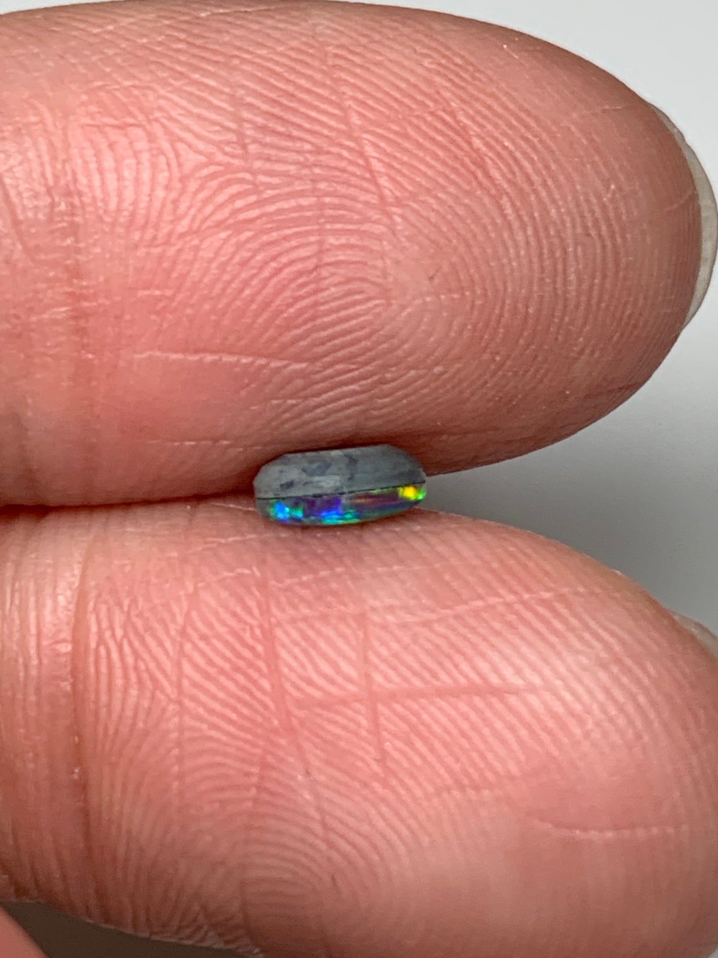 Vibrant Lines. Lightning Ridge Doublet Black Opal. 0.34 Ct