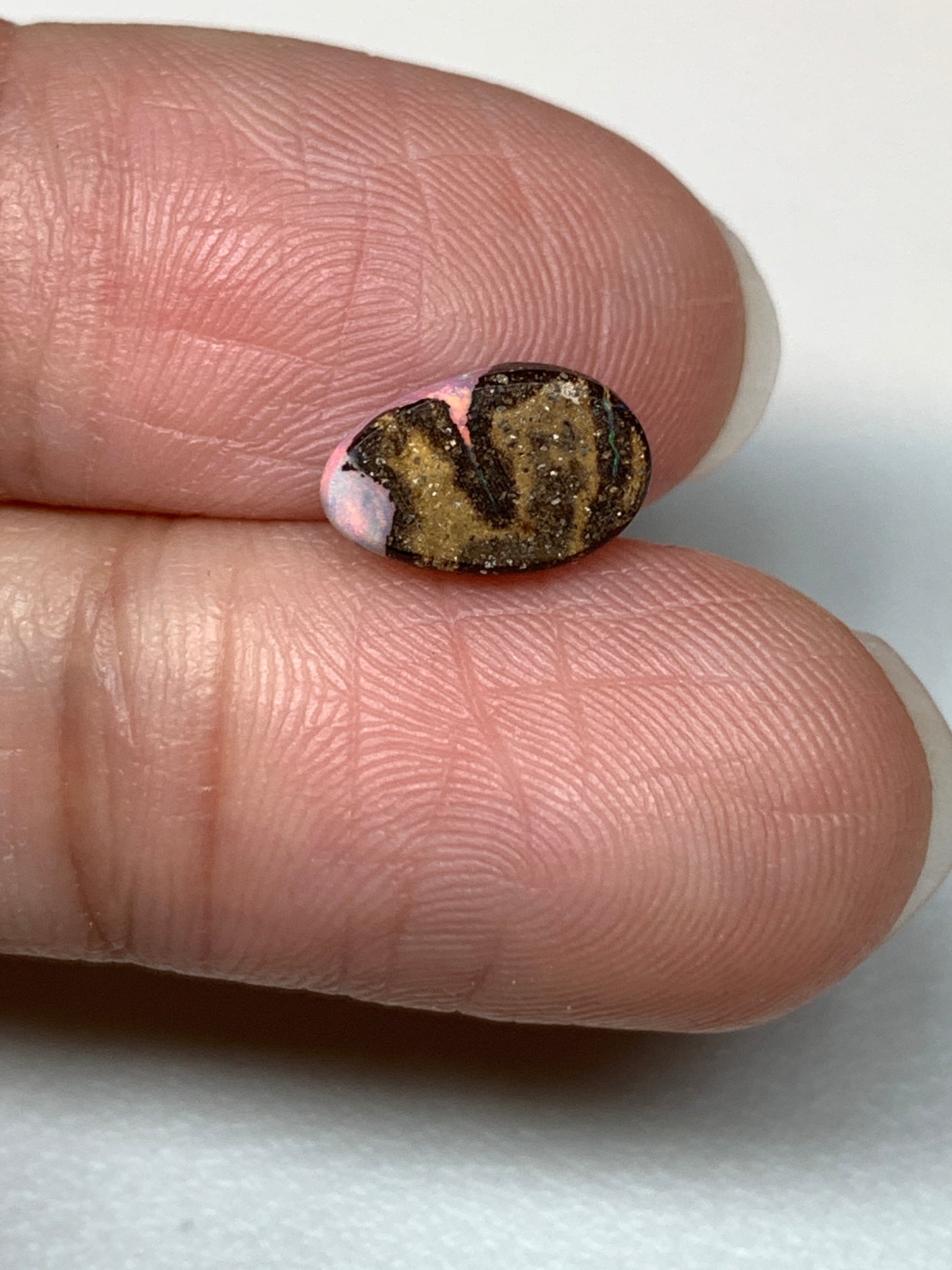 Red Ribbons. Solid Boulder Opal. 1.30 Ct