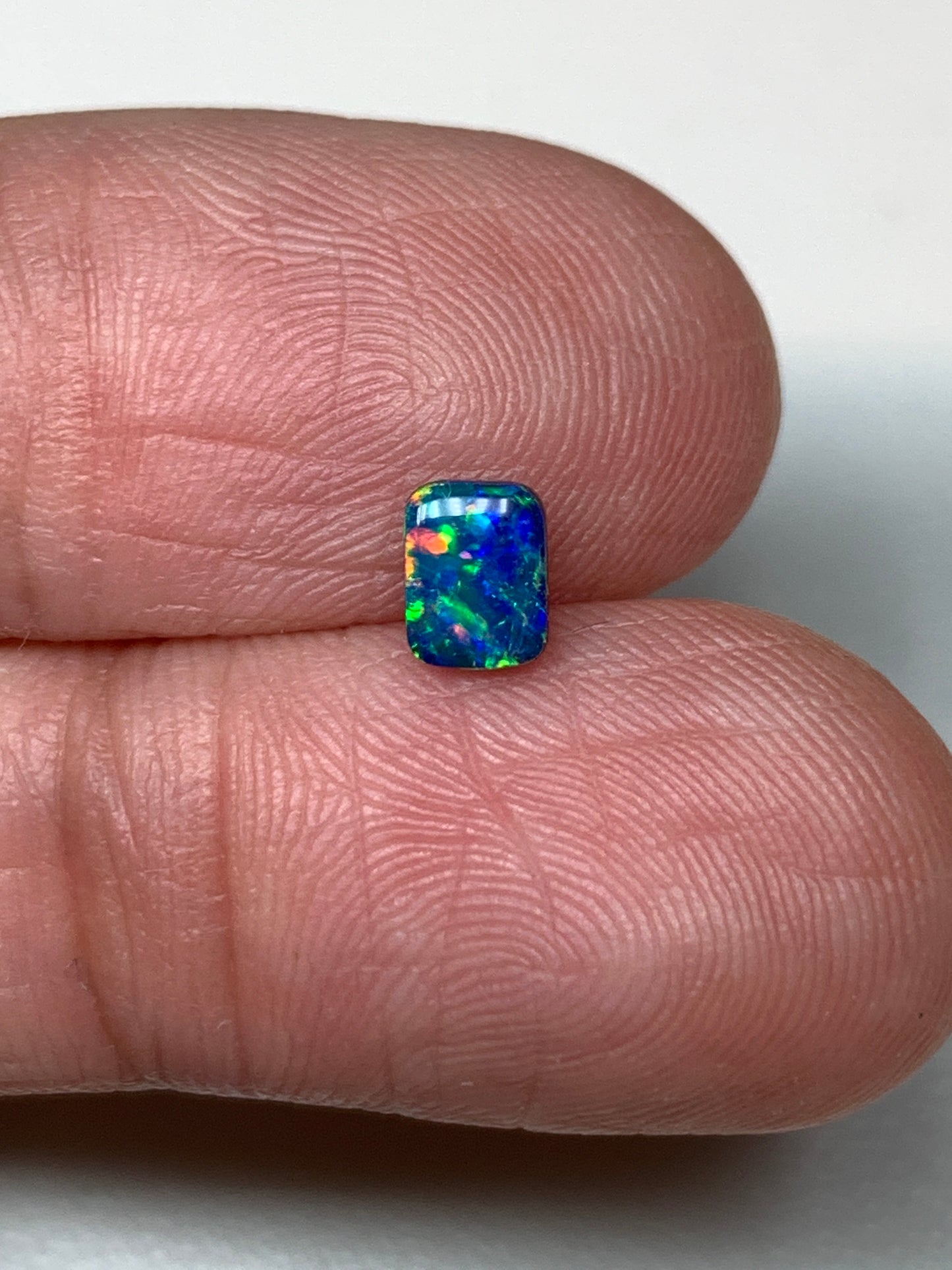 Long Square. Lightning Ridge Doublet Black Opal. 0.35 Ct