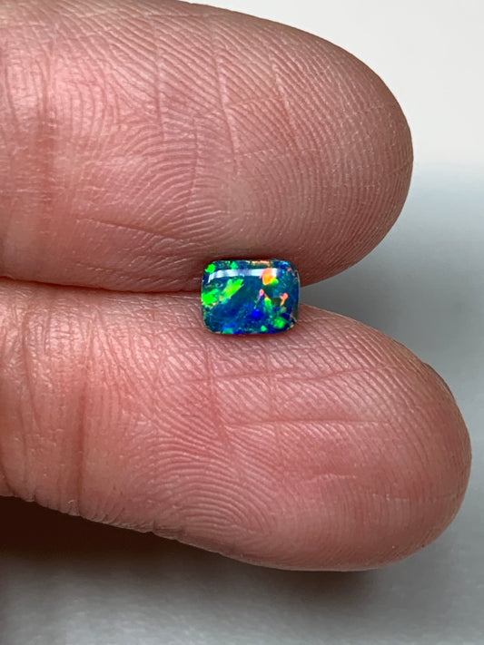 Long Square. Lightning Ridge Doublet Black Opal. 0.35 Ct