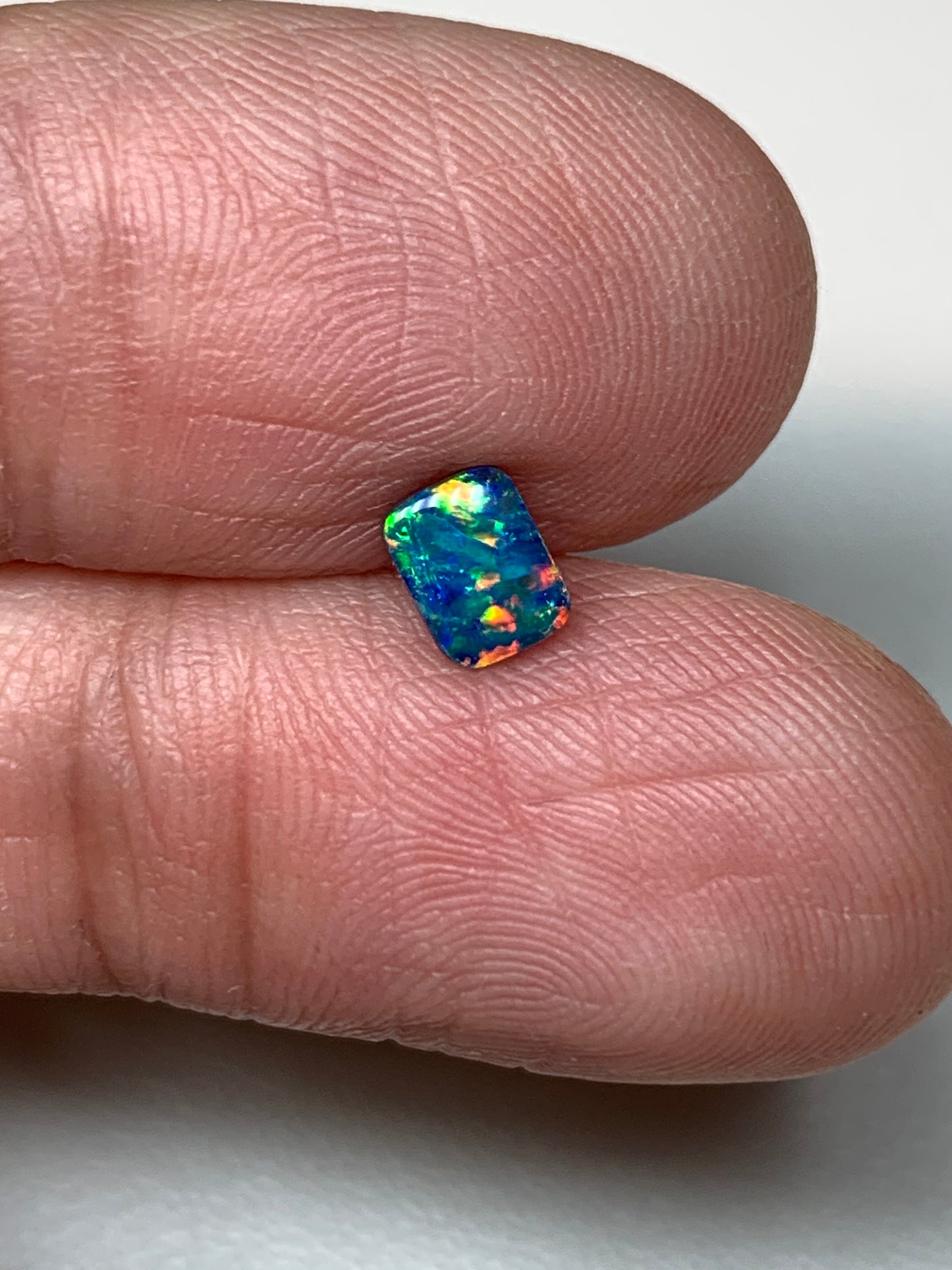Long Square. Lightning Ridge Doublet Black Opal. 0.35 Ct