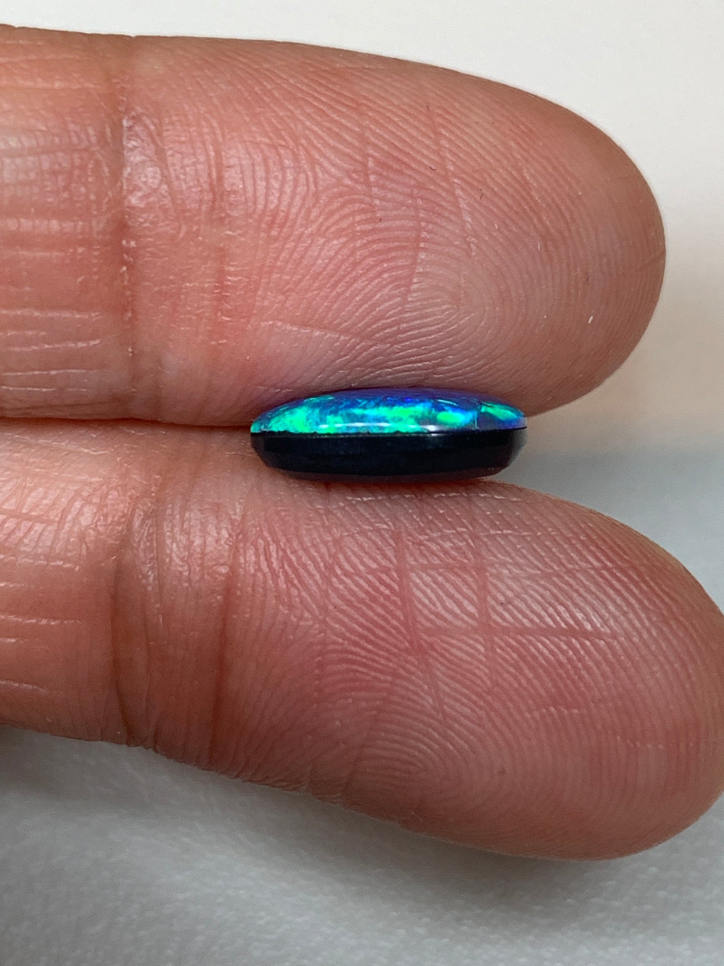 Sparkling Sea. Lightning Ridge Doublet Black Opal. 1.85 Ct