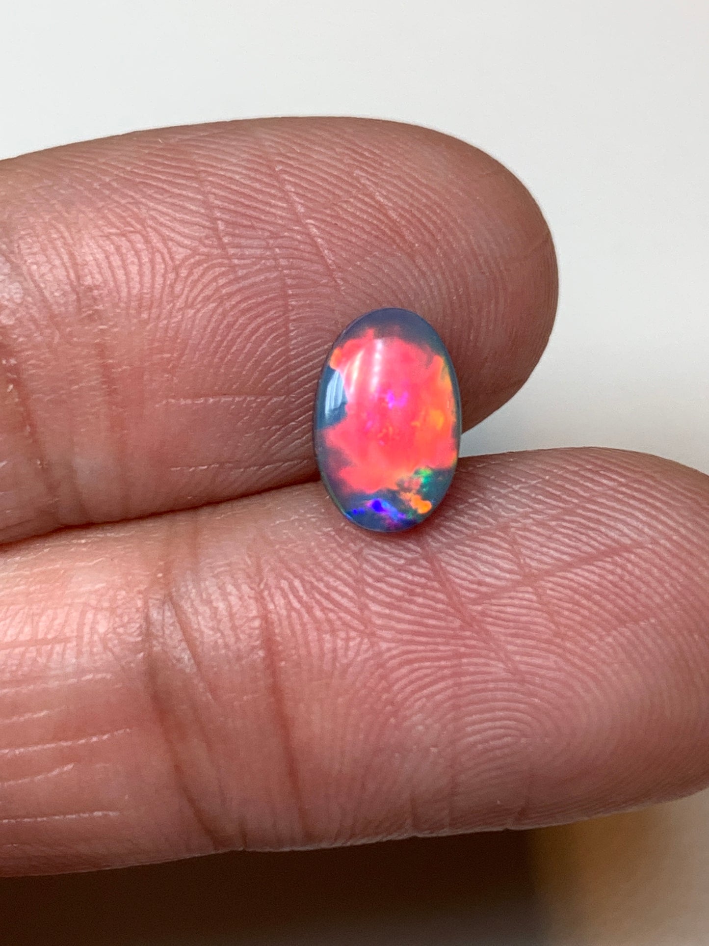 Full Red. Lightning Ridge Doublet Black Opal. 0.93 Ct