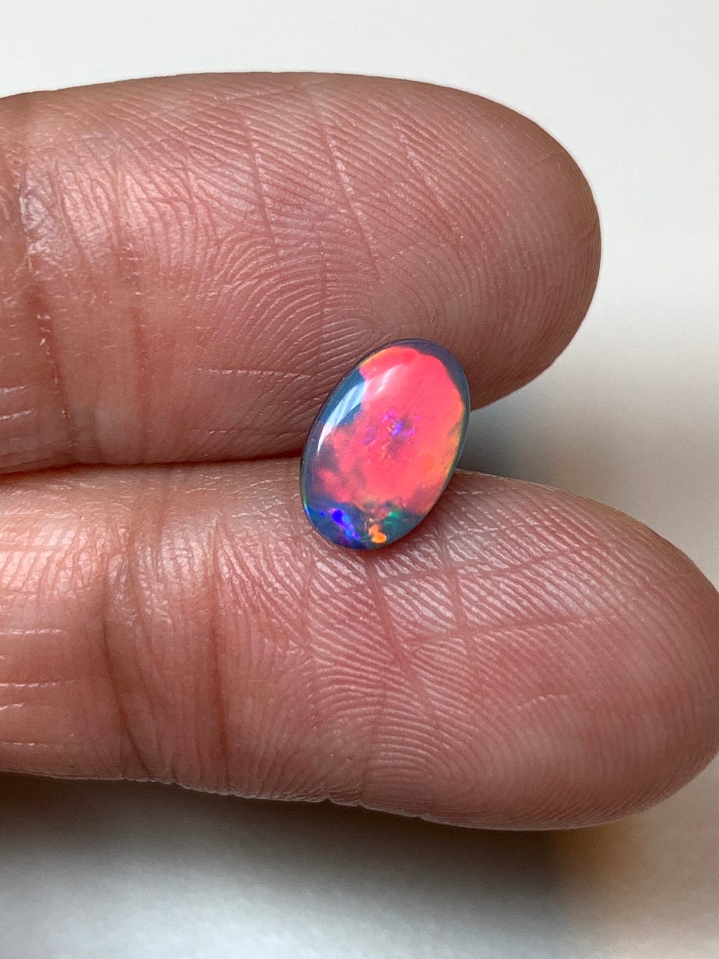 Full Red. Lightning Ridge Doublet Black Opal. 0.93 Ct