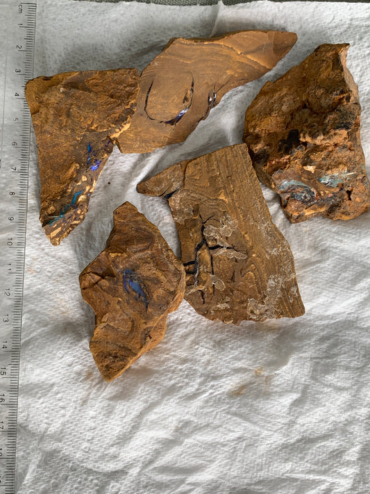 Take Five. Rough Boulder Opal Rocks. 357 Grams.