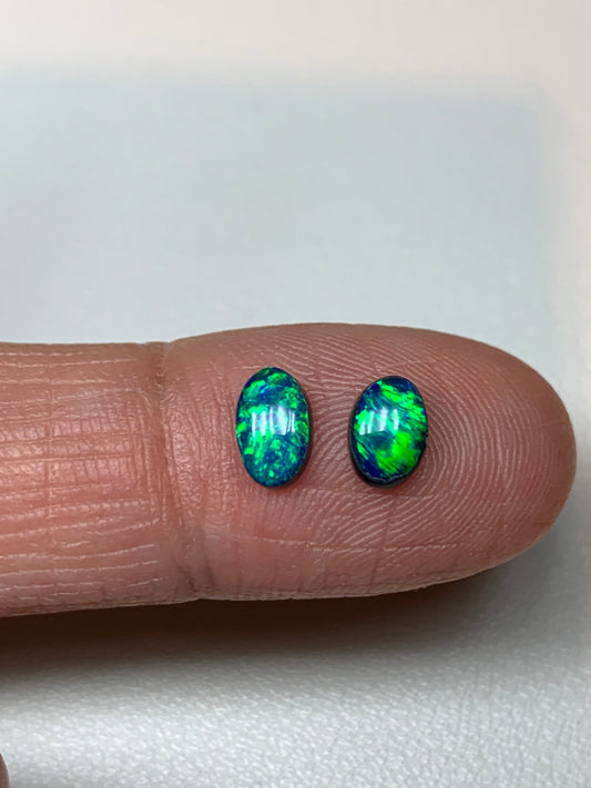 Mix n Match. Lightning Ridge Doublet Black Opal Set. 0.70 Ct
