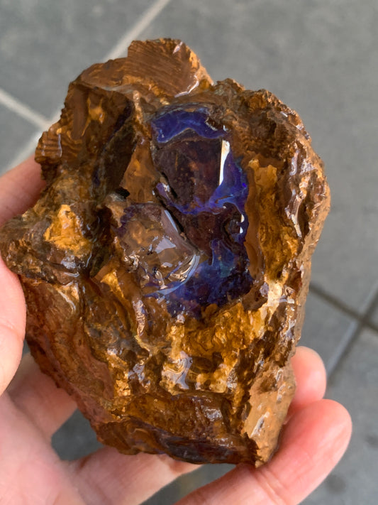 Shiny Purple. Rough Boulder Opal Rock. 263 Grams